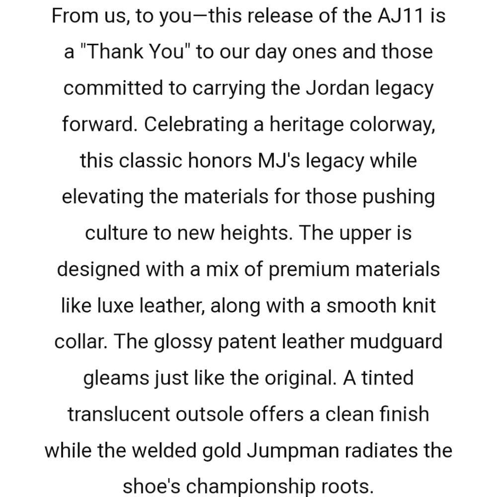 AIR JORDAN Gratitude 11 Retro 2023 Release Mint